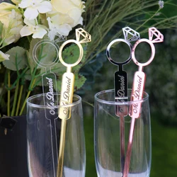 50pcs Personalised Drink Stirrers Wedding Decorations Bar Party Cocktail Stirrer Baby Shower Swizzle Love Diamond Decorations