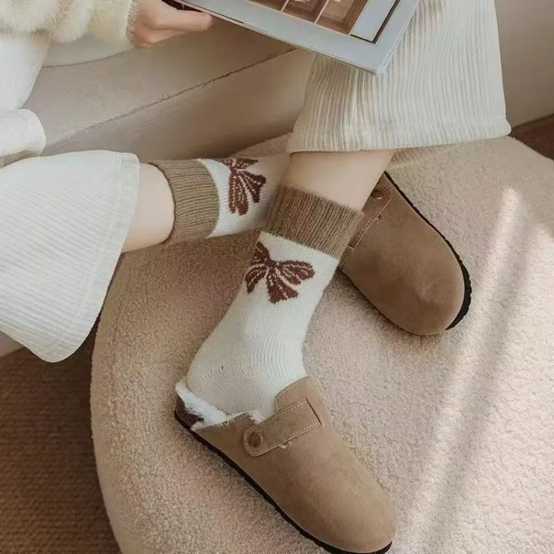 4 pares meias térmicas longas femininas outono e inverno doce meados de bezerro engrossado quente extra grosso meias confortáveis atacado 2025