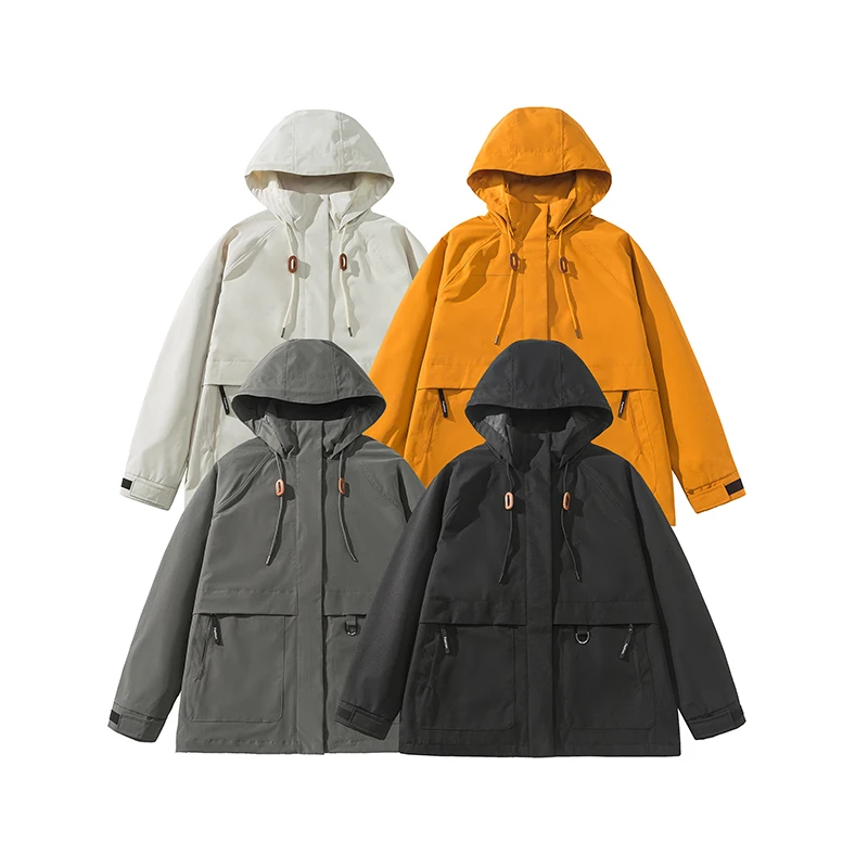 

Autumn Hooded Outdoor Jacket Men's Windbreaker Patchwork Waterproof Windproof Outwear Couple Pocket Hooded Trendy Casual Coat