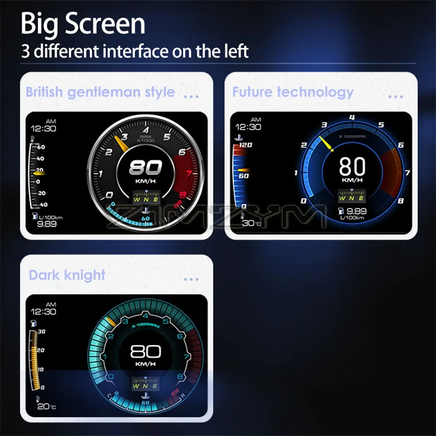 Dual System Car Head Up Display OBD GPS Auto Display Smart Car Speedometer Auto Gauge Security Alarm Water&Oil Temp. RPM