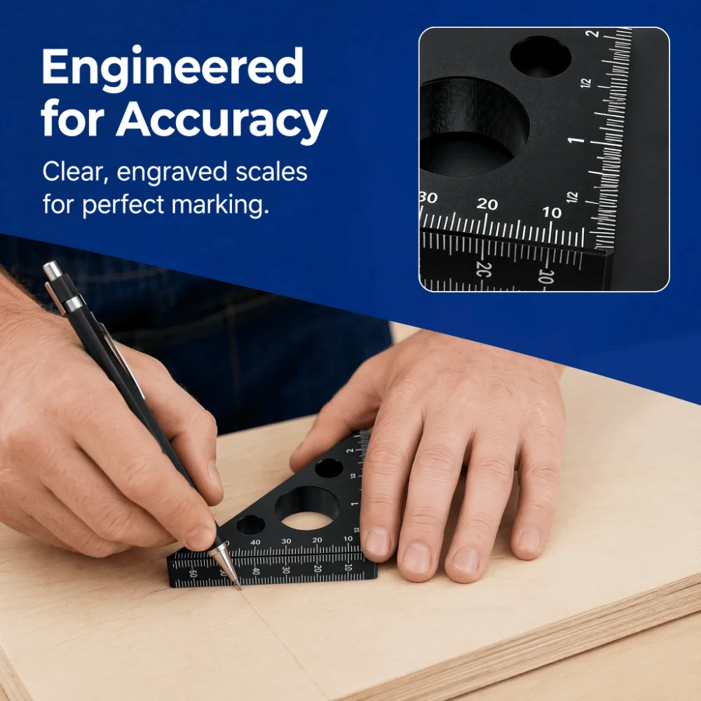 Aluminum Alloy Triangle Ruler High Precision Thickened Design Measuring Tool 45/90 Degree Carpenter Square For Woodworking