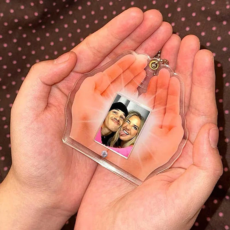 1pcs Valentine's Day Gift Y2K Acrylic Photo Frame Bag Charm In My Hand Photo Creative Big Head Stickers Keychain Decoration Gift