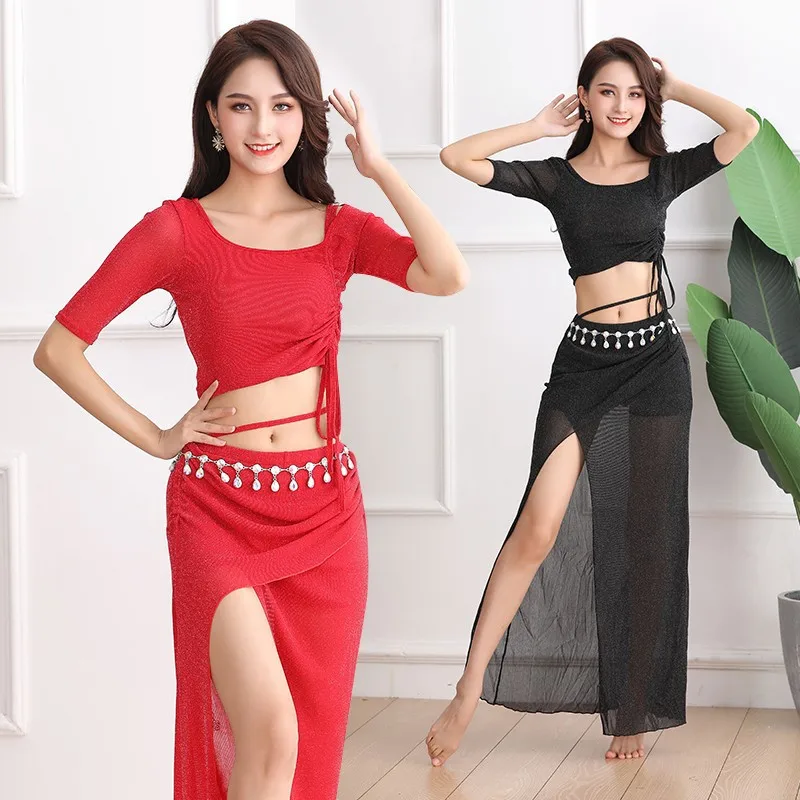 Belly Dance Top Skirt Set Sexy Practice Clothes Oriental Performance Suit Stage Dance Carnival Costume Women Cabaret Outfit