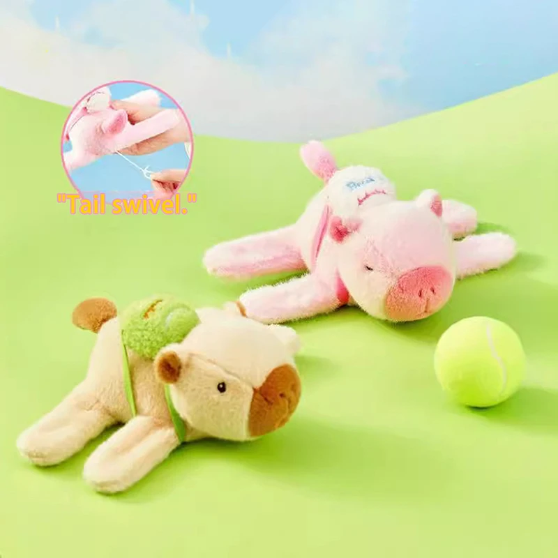 1pcs New Cartoon Stay Wire Rotate Tail Capybara Clap Circle ToysBracelet Fluffty Stuffed Plush Doll Hand Ring