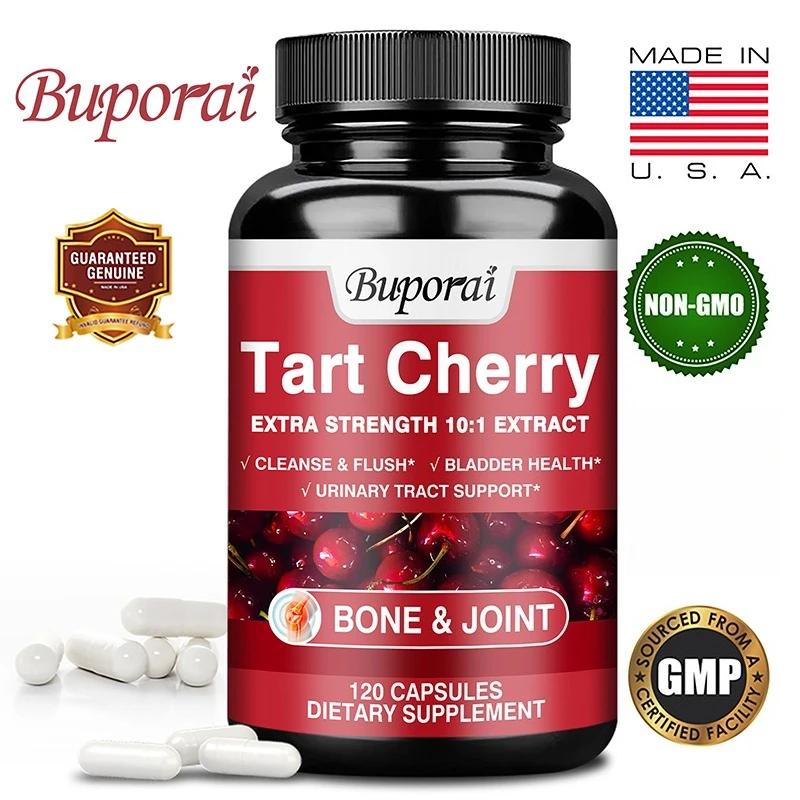 

Tart Cherry Capsules - Antioxidant, Cleansing, Balance Uric Acid Levels, Improves Joint Mobility, Promote Joint Health, Non-GMO