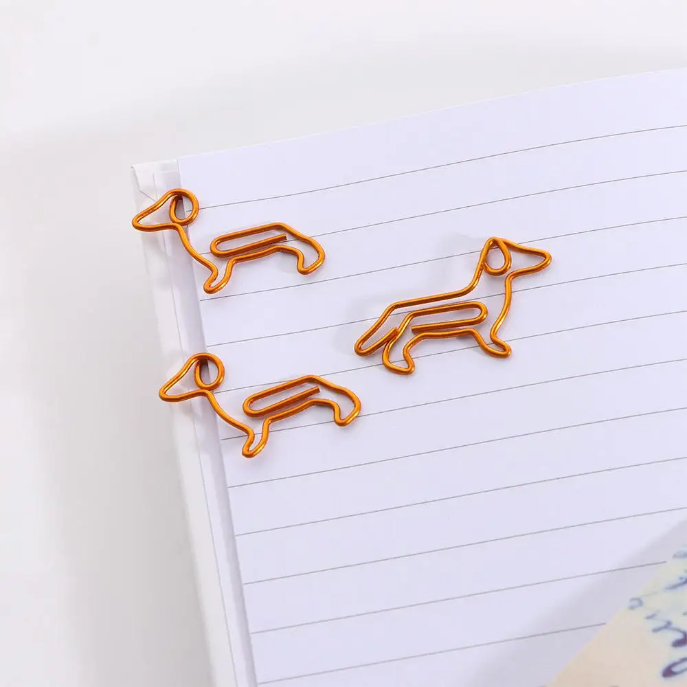 1 Pack Golden Dachshund Paper Clips Cartoon Creative Animal Special-shaped Bookmark Clip Paper Clamps