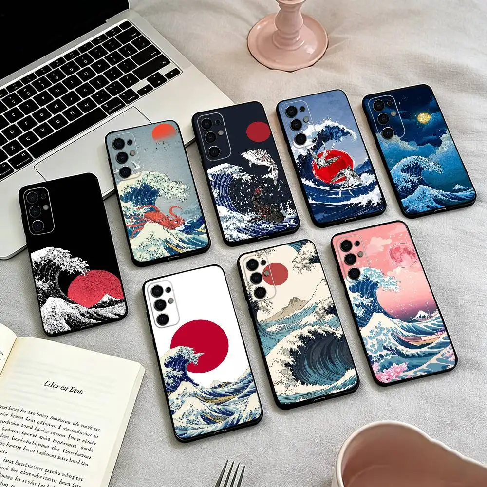 Kanagawa Great Wave-e Phone Case Black Silicone Soft For Samsung S25,S24,S21,S22,S23,S30,Ultra,S20,Plus,Fe,Lite