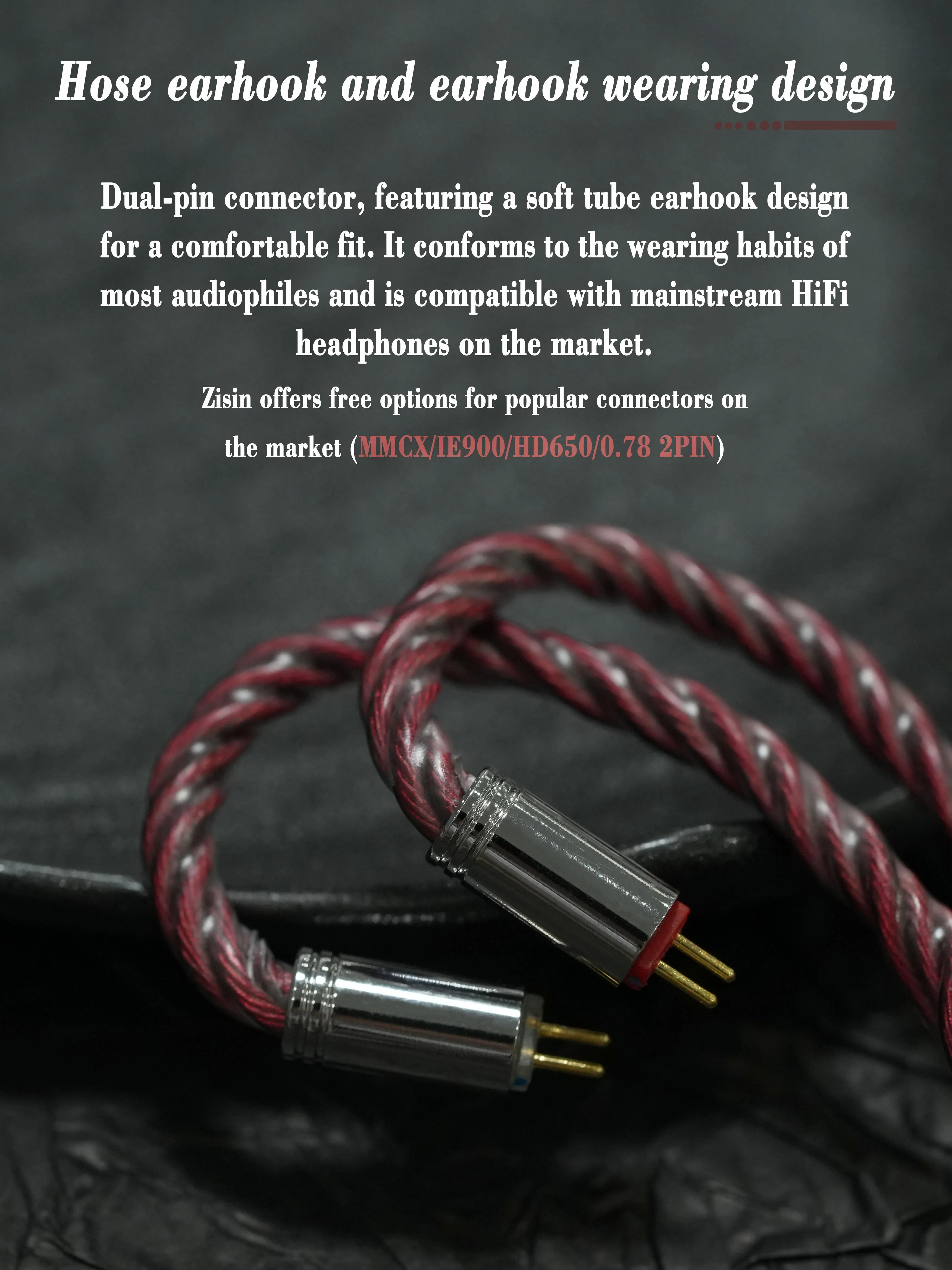 ZiSin 50 8-adriges, verbessertes Kabel, 4,4 mm symmetrische Schnittstelle, 0,78 2-polig/MMCX, geeignet für TANGZU MOONDROP. – Detail 2