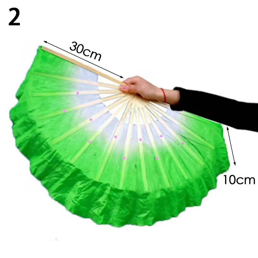 Hot Sell Gradient Color Long Imitation Long Silk Fans Rayon Silk Fans Silk Fans Belly Dancing Fan