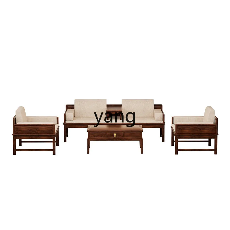 LTT new Chinese solid wood Arhat sofa bed combination living room coffee table tea table Arhat bed set