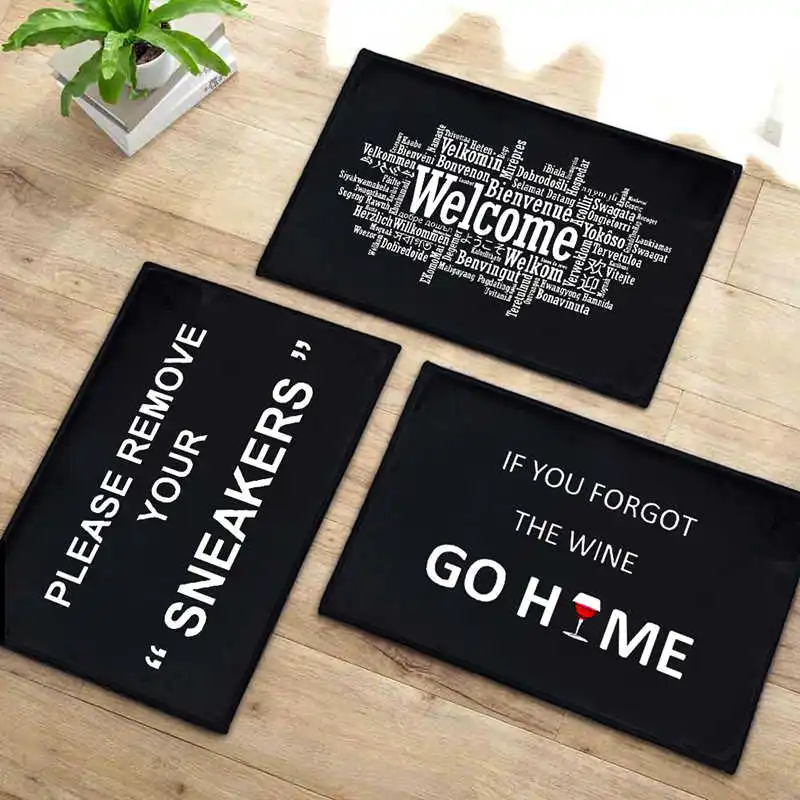 

Welcome Doormat Entrance Door mat 50x80CM Flannel Fabric Printed PVC Dots Anti Slip Indoor Rug Floor Carpet Home Decoration