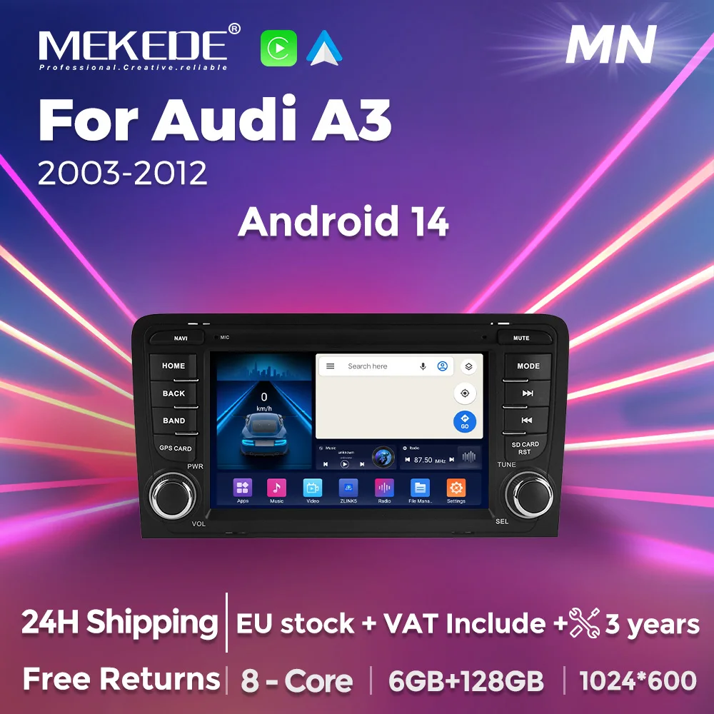 EU Duty Free Shop Android Car Radio For Audi A3 8P S3 RS3 2003-2012 Car-play Auto Multimedia GPS Navigation 6+128G DSP Head Unit