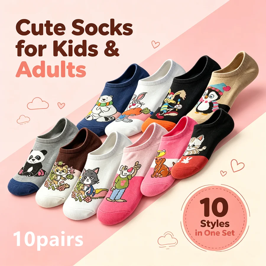10pairs mix  Unisex Funny Crew Socks Cartoon Anime Hip Hop Street Style Casual Novelty Socks