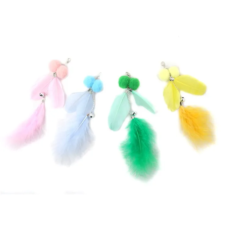 Cat Toy Cat Teaser Sticks Dragonfly Shaped Replacement Head Teaser Cat Stick Fairy Feather Bell Multi-color Optional Cat Toys