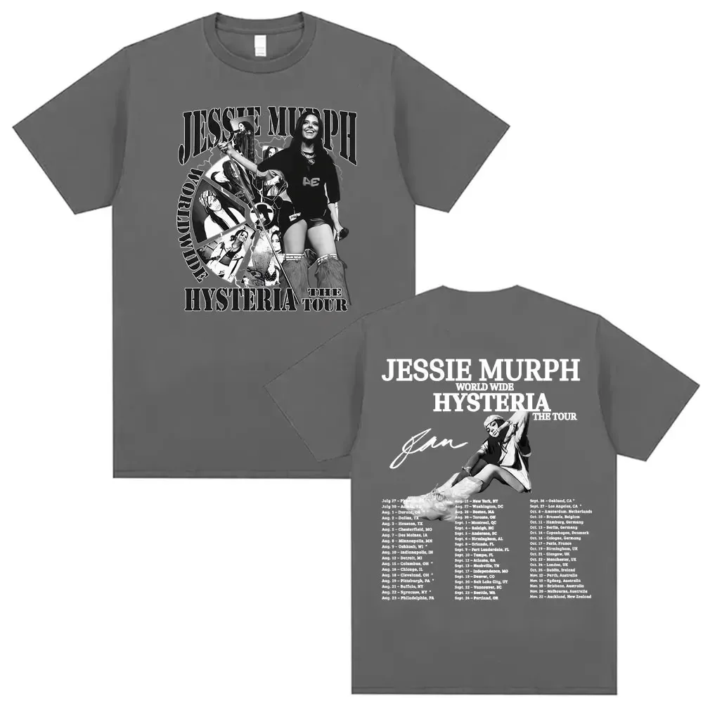Jessie Murph Worldwide Hysteria Tour Graphic Print T-shirt Music Sad Girl Concert Men Women Oversized Hip Hop High Street TShirt