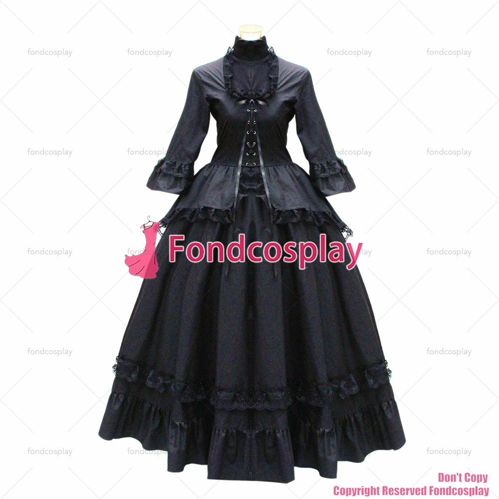 fondcosplay Gothic lolita punk ball medieval gown black cotton jacket skirt cosplay costume CD/TV[G456]