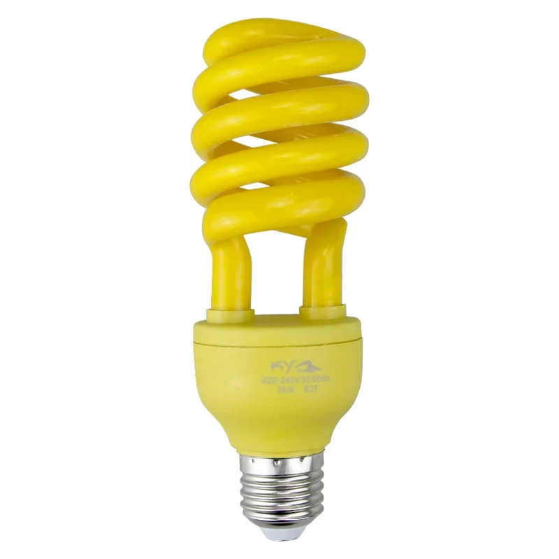 Yellow E27 Semi Spiral Energy-saving Lamp UV Resistant Plant Lamp Archives Dust-free Workshop Mosquito Repellent Bulb