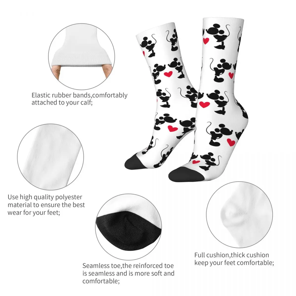 Beautiful Girl Mickey And Minnie Wedding Kiss Hearts Crew Socks Accessories Crew Socks Comfortable Birthday Present