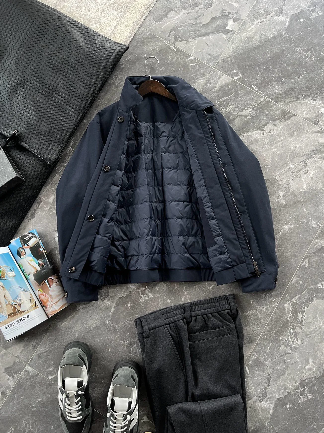 Piumino casual da uomo italiano LP Old Money Wind 90 in piuma d'oca bianca