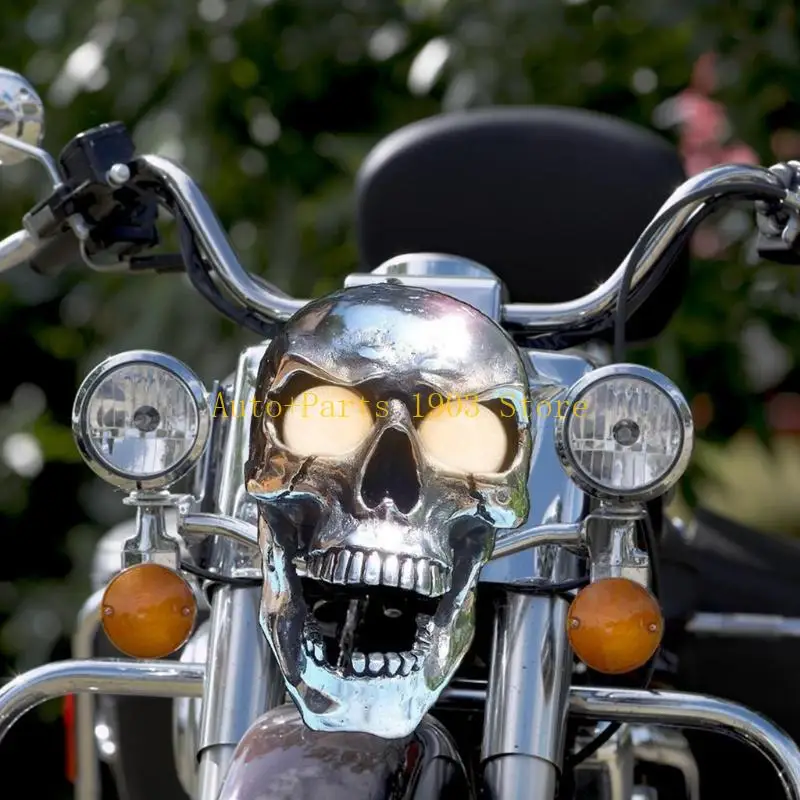 E21C Retro Skull Shaped Headlight Motorcycle Light Halloween Decoration