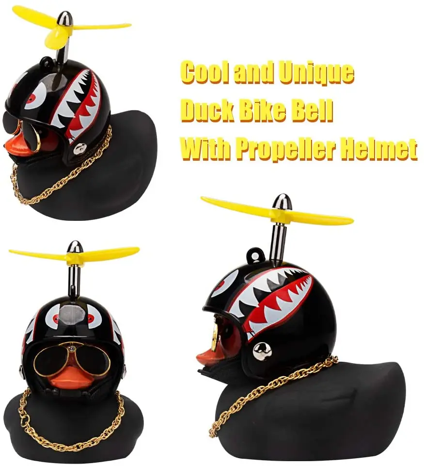 Broken Wind Rubber Duck With Helmet Pendant Black/Yellow Duck Road Bike Motor Helmet Riding Bicycle Accessories Car Decoration
