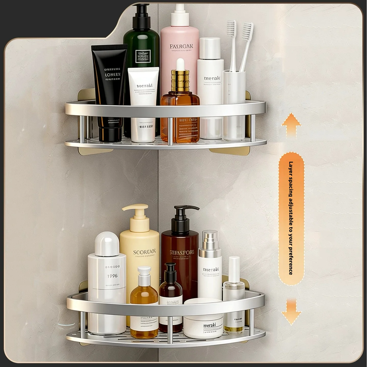 Anti Rust Metal Steel Shower Rack Large Capacity Bathroom Organizing Shelves Convenient Storage Home Decoration