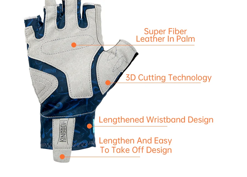 Kingdom Ice Silk Angelhandschuhe UPF 40+ Sonnenschutzhandschuhe, atmungsaktiv, leicht, 3D-Schnitt, rutschfest, Radfahren, Angeln, Laufen – Detail 12