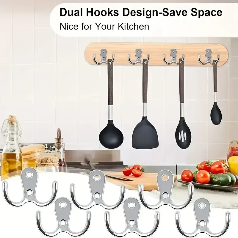 YUANJ 5個入り コートフック 壁掛け 2穴 タオルハンガー コート 帽子 衣類 家庭用収納フック 壁掛けフック ハンガー ハードウェア用