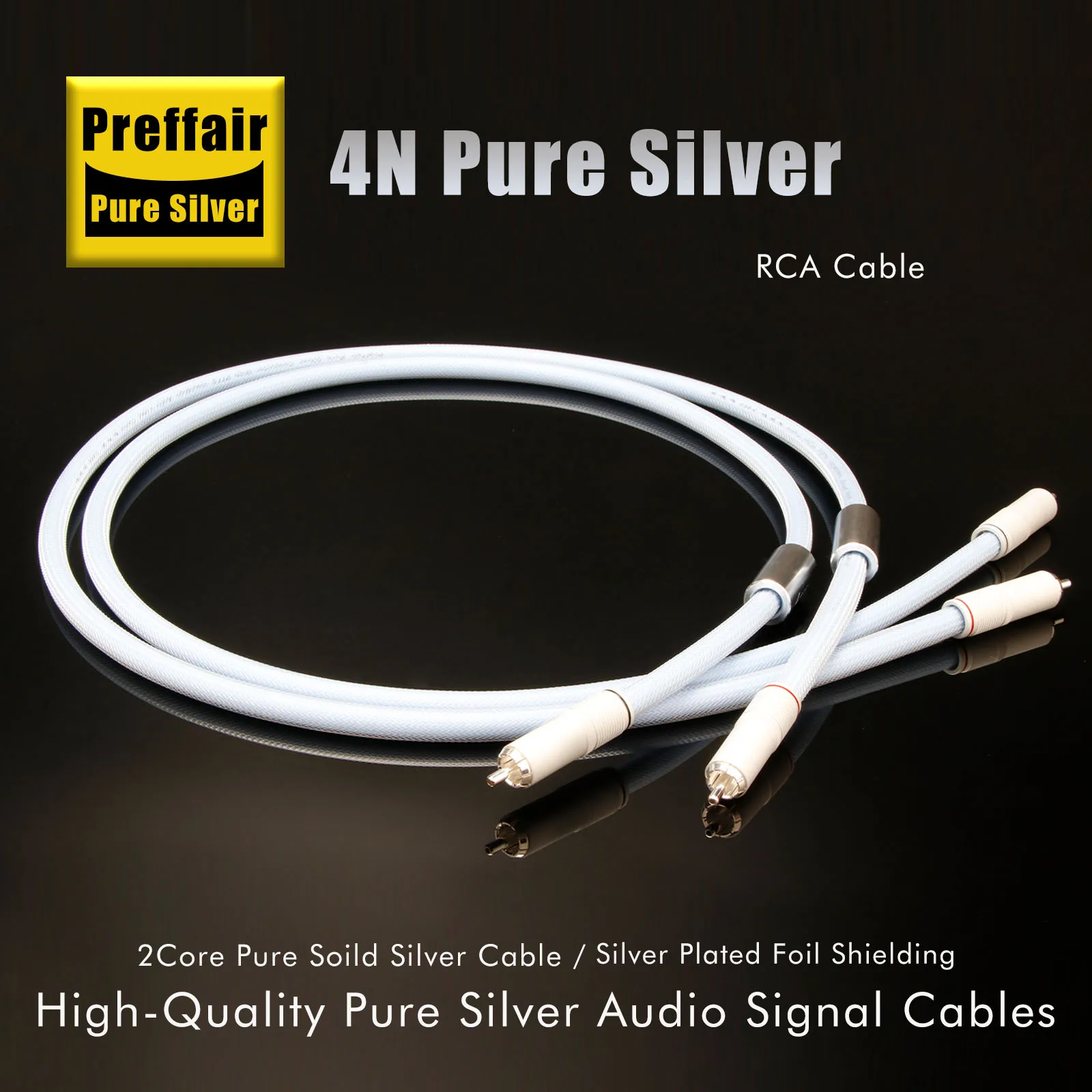 

4N Pure Silver Rca Cables for High Quality Audio RCA to RCA Analog Interconnects Video Exetend Balance Wire for Pre-Amplfiter