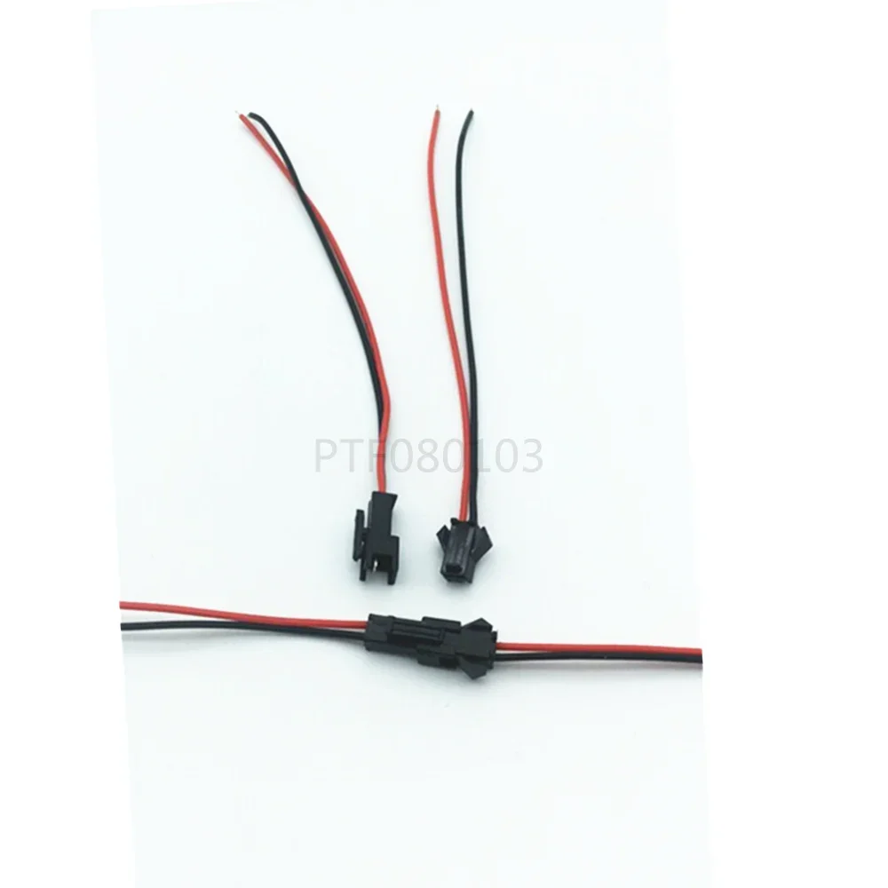 New 50 Pairs Black JST SM Connector Plug with Wires Cables 2 Pin Male + Female 10CM Long 22AWG for Led Toys Lamp Connection