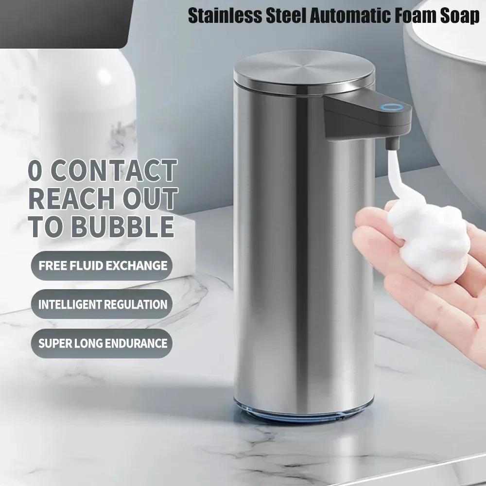 

304Stainless Steel+ABS Automatic Foam Soap Dispenser Electric Infrared Sensor Foam Machine Liquid Dispens For Kitchen Bathroom