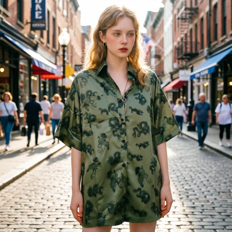 Vintage Women Blouse Harajuku Print Shirts  2026 Spring Summer Ladies short sleeve Blusa Streetwear Camisas Mujer
