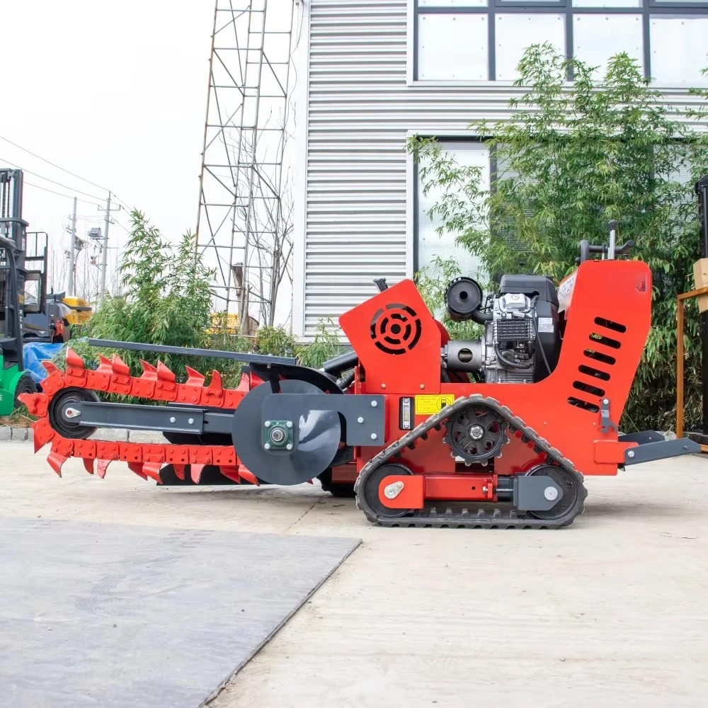 Crawler Chain Trencher, Adjustable Trench Width, Mini Ditching Machine for Agriculture