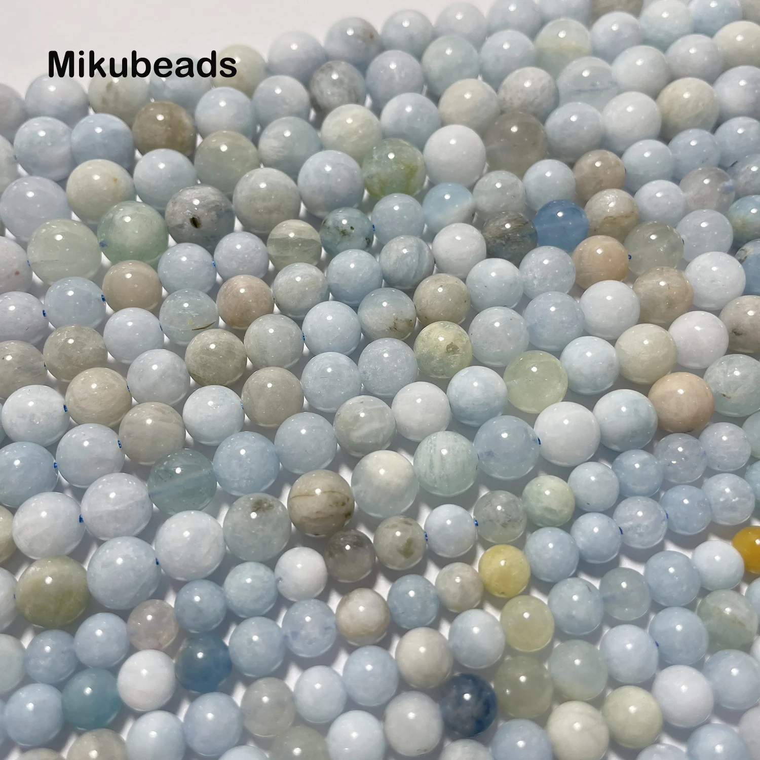 Wholesale Natural 6mm Cost-effective Aquamarine Smooth Round Loose Beads For Jewelry Making DIY Bracelets Necklace Strand