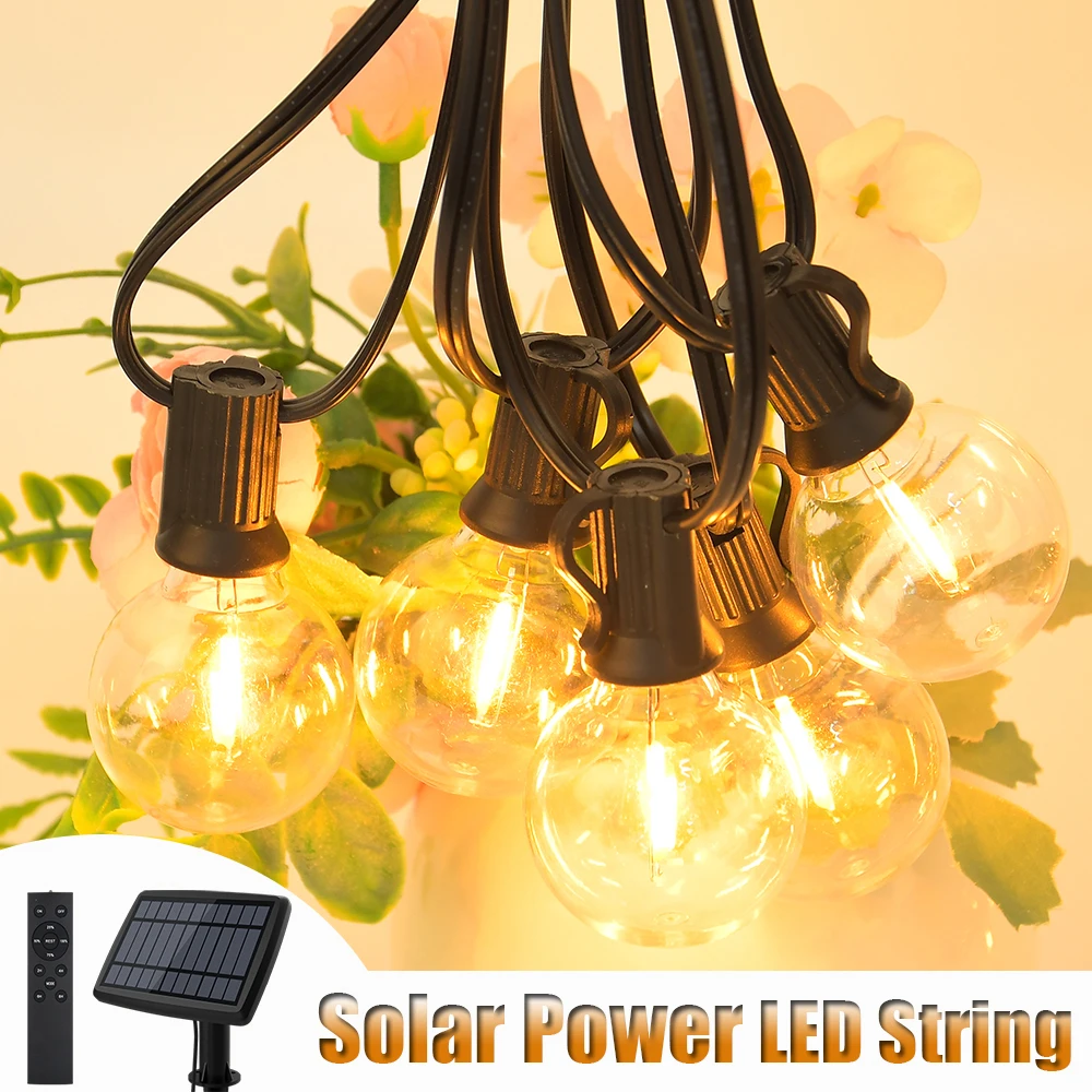 

Outdoor Solar String Light G40 Patio Decorative LED Bulbs Shatterproof Festoon Garland with 4000mAh High-Capacity Battery