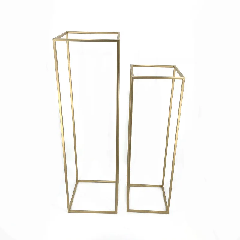 

Modern simple wedding road flower stand golden wrought iron square decorative shelf arrangement props
