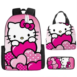 Hello Kitty Student School Bag Hello Kitty Lunch Bag Insulated Lunch Bag Cartoon Cute KT Children's Backpack Mochila