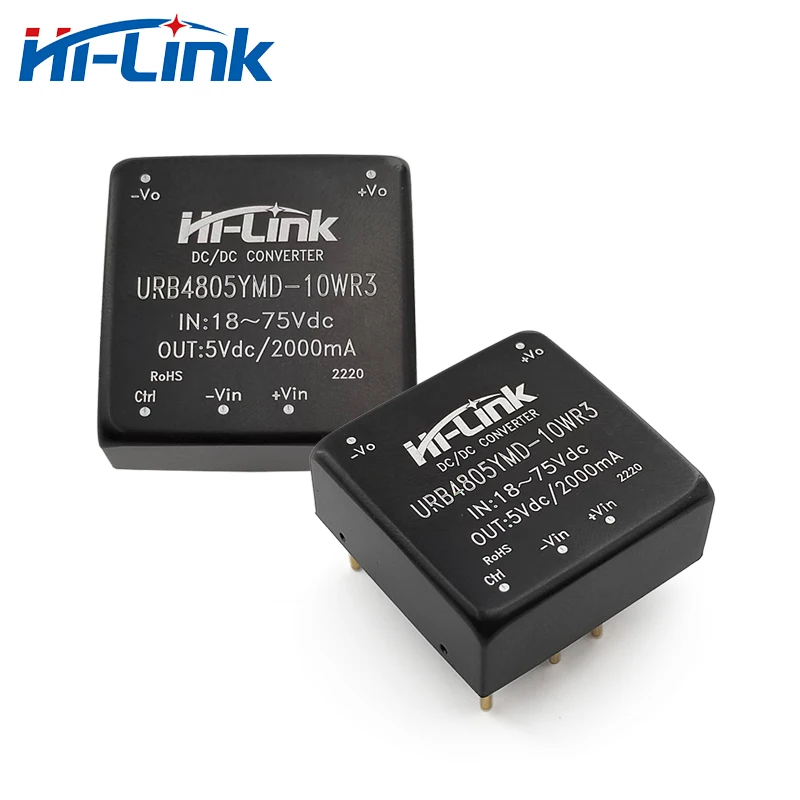 Hi-Link New URB4805YMD-10WR3 Small Size 10W 48V to 5V 2A DC DC Converter Isolated Power Supply Intelligent Module 91% Efficiency