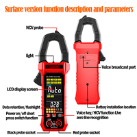 ZLLJMETER Professional Clamp Meter 600A AC DC Current 6000 Counts True RMS Digital Multimeter Capacitance Ohm Hz NCV Detection