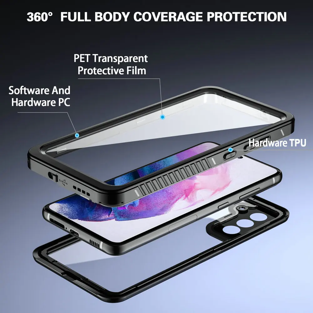 S21FE S23 IP68 Waterproof Case for Samsung Galaxy S23 Ultra Crystal Water Proof Cover Sport Seal Etui Samsung S21 F E 23 Plus +