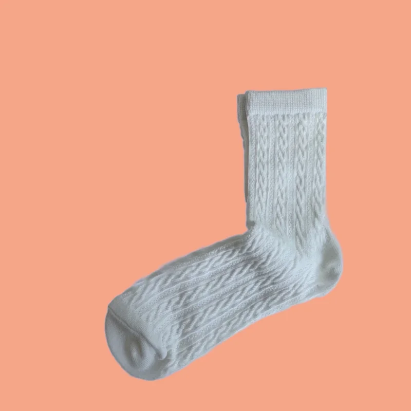 

3/10 Pairs New Women's Retro Middle-tube Socks Spring And Summer Thin Cute Twisted Solid Color Student Casual Stacked Socks