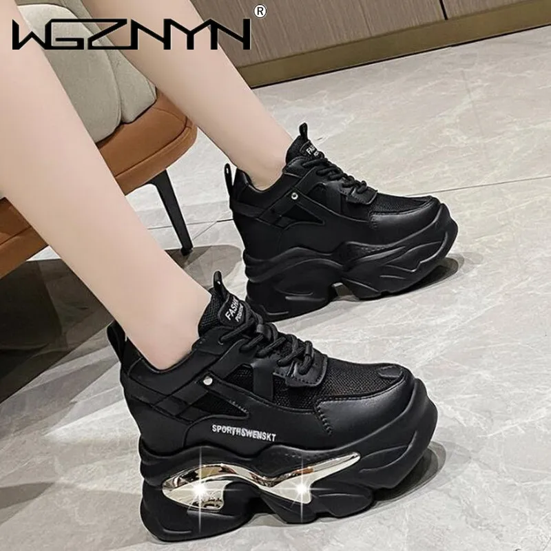 Luxury Women\'s High Platform Chunky Sneakers Woman 2024 Fashion Women Sports Shoes Pink White Sport Sneaker Tennis Elegant Shoes