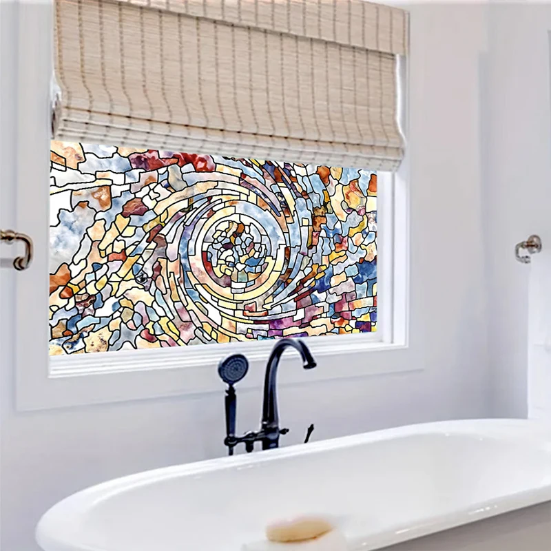 45x100cm Flower Pattern Static Cling Decorative Sticker Electrostatic Glass Patch,traditional Mosaic Pvc Window Film