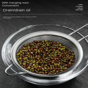 Set von 3 Filter Fine Mesh Edelstahl Skimmer feines Lebensmittelsieb mit langem Griff Küchenwerkzeug 6 Hauptverkäufe Edelstahl -Belagerung rutschen - №1