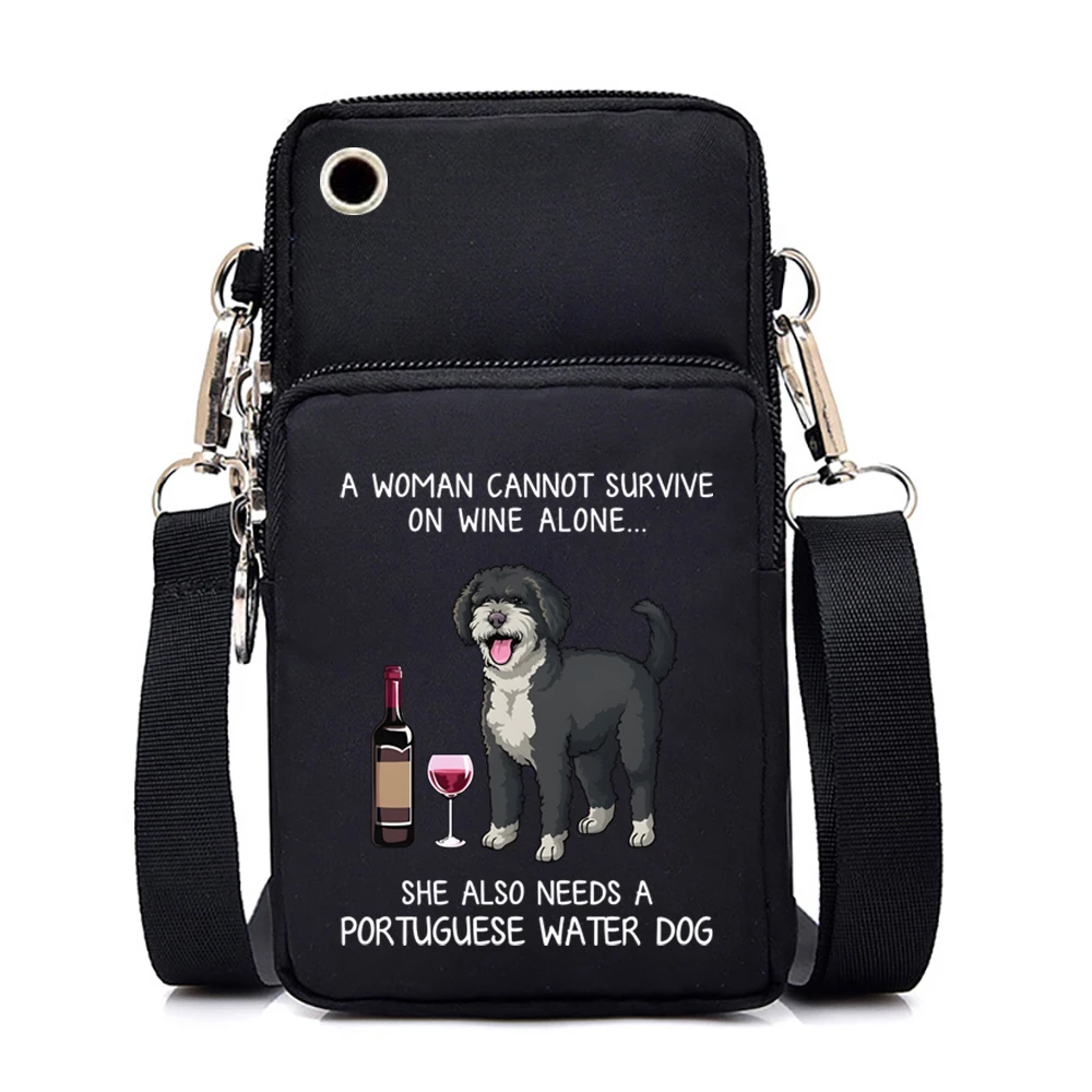 German Shepherd and Wine New Mobile Phone Bag Women\'s Messenger Bag Hanging Neck Coin Purse Vertical Handbag Small Crossbody Bag