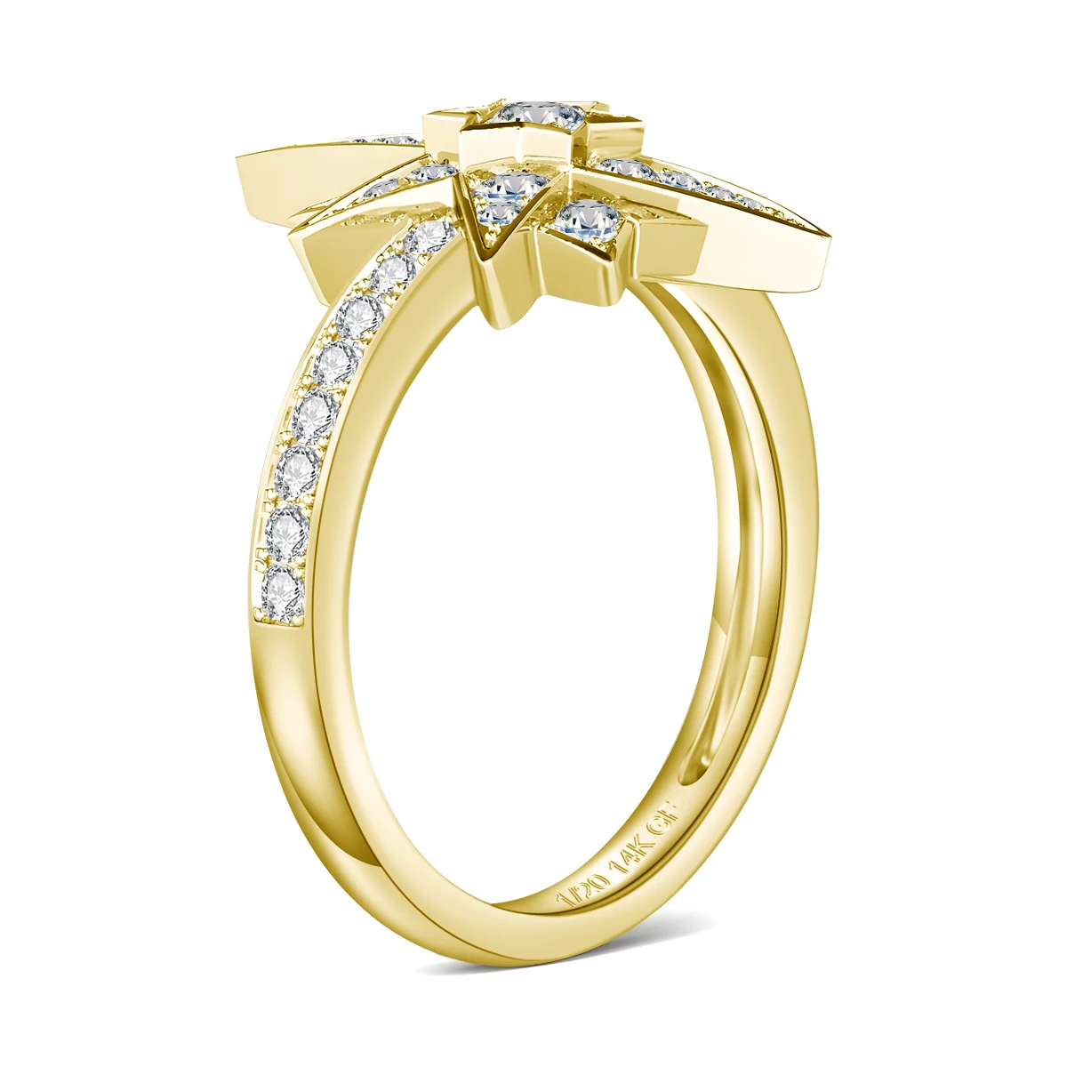 Real 14K Gold Filled Magic Star Ring For Women Moissanite Vintage Handcrafted Geometric Wedding Bride Finger Jewelry Gift