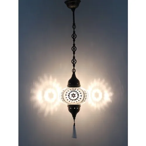 Mosaic White Single Pendant Lamp Height: 35 cm Width: 17 cm Max height: 75 Material: metal Body