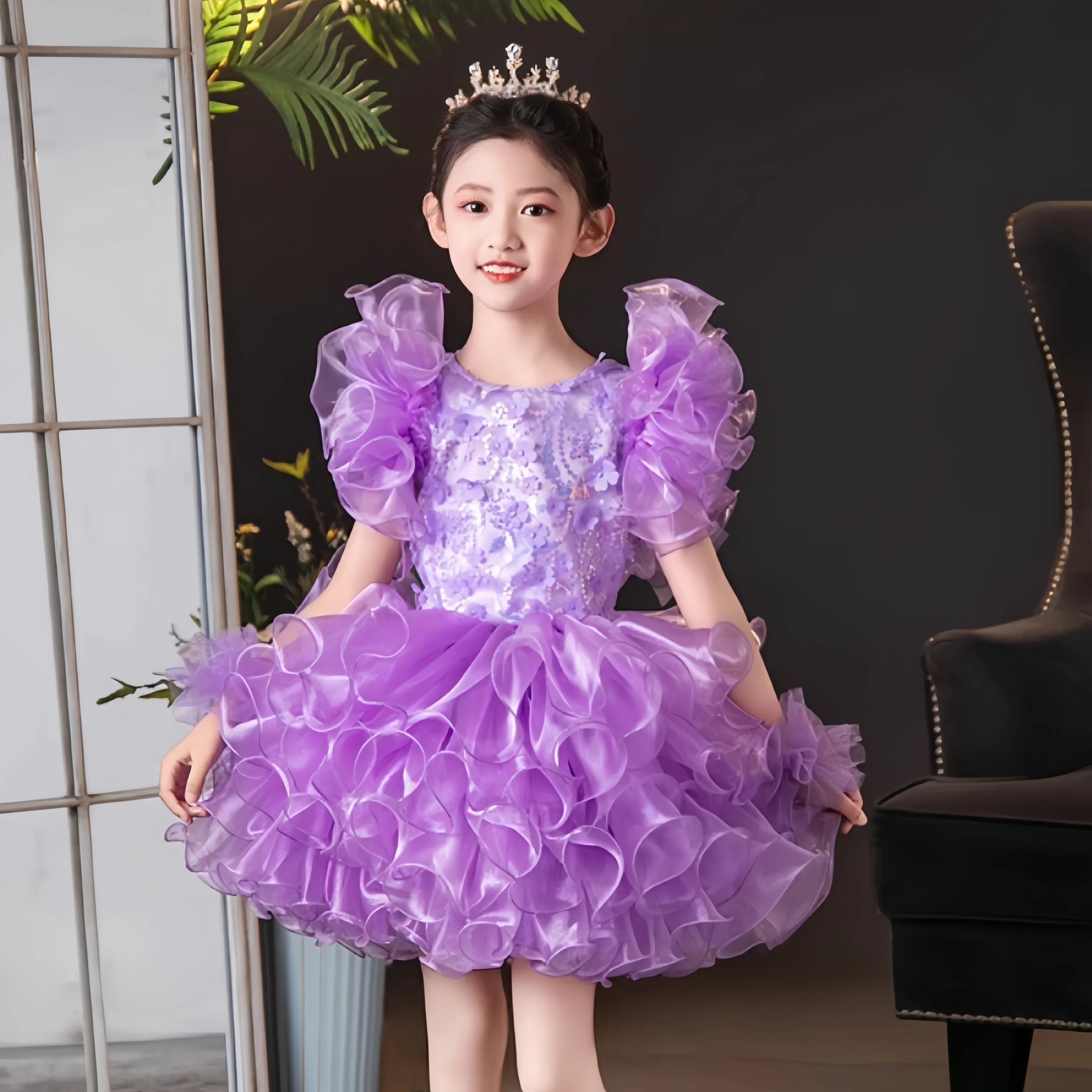 

Ballroom Dance Costume Girls Lyrical Contemporary Freestyle Modern Dance Dress Girls Kids Stage Wear Festival Celebration