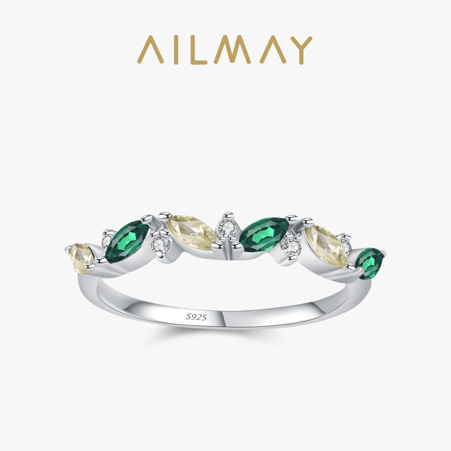 

Ailmay 925 Sterling Silver Green Leaf Rings For Women Vintage Elegant Luxury Jewelry Ladies Accessorie Jewellery