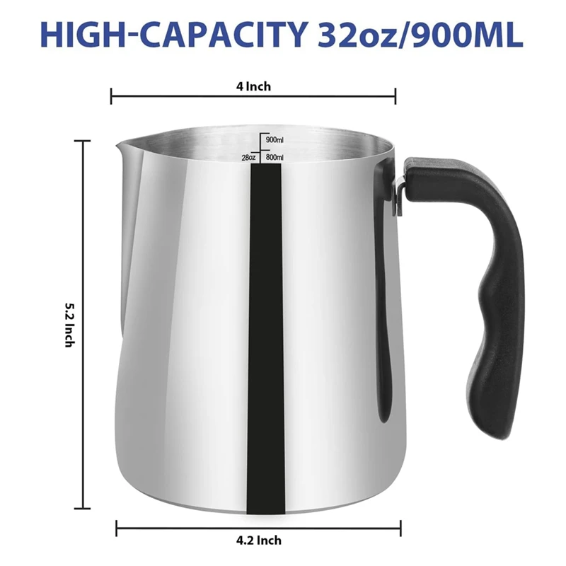 Panela de Cera com Bico de Derramamento Dripless e Punho Resistente ao Calor, Aço Inoxidável Prata, Fabricação de Vela, 32oz, 1 Pc